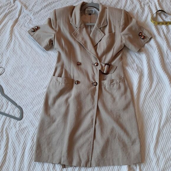 Vintage Kasper Wrap Dress Linen Blend Size 6P Midi - Picture 6 of 14